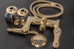 Baterie cada montare  perete gold TRENDY S, 495, trendysanitary.ro
