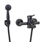 Baterie Cabină Duș Montaj pe Perete – Stil Bambus, Negru Antichizat, 9551, trendysanitary.ro