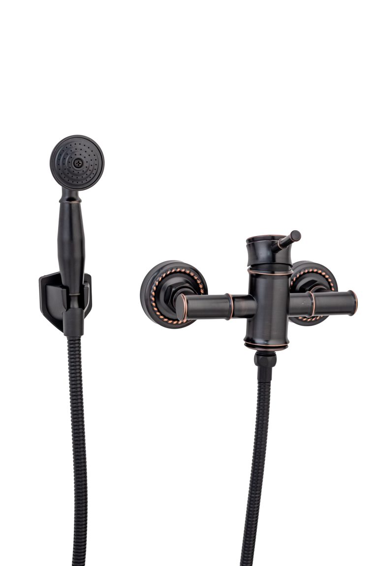 Baterie Cabină Duș Montaj pe Perete – Stil Bambus, Negru Antichizat, 4290, trendysanitary.ro
