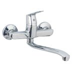 Baterie bucatarie, prindere perete ,pipa lunga mobila  crom lucios TRENDY S, 8629, trendysanitary.ro