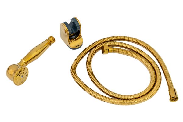 Set dus , para,furtun si suport pentru dus , gold  TRENDY S, 1008, trendysanitary.ro