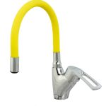 Baterie bucatarie , tip lebada , pipa flexibila galbena  , TRENDY S, 1988, trendysanitary.ro