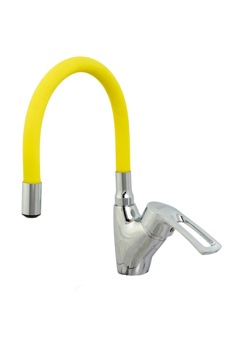 Baterie bucatarie , tip lebada , pipa flexibila galbena  , TRENDY S, 7974, trendysanitary.ro