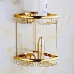 Etajera baie TRENDY’S dubla , montare pe colt , gold, 4639, trendysanitary.ro