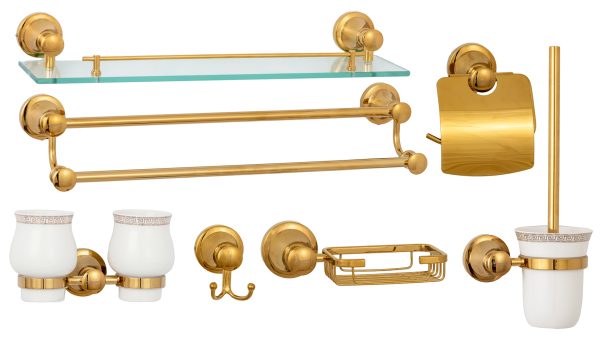 Set accesorii baie , cu sapte piese , TRENDY’S gold, 4086, trendysanitary.ro