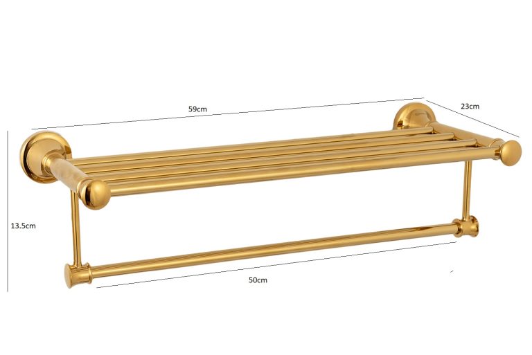 Etajere baie, Etajera depozitare prosoape TRENDY’S, montare pe perete , gold, trendysanitary.ro