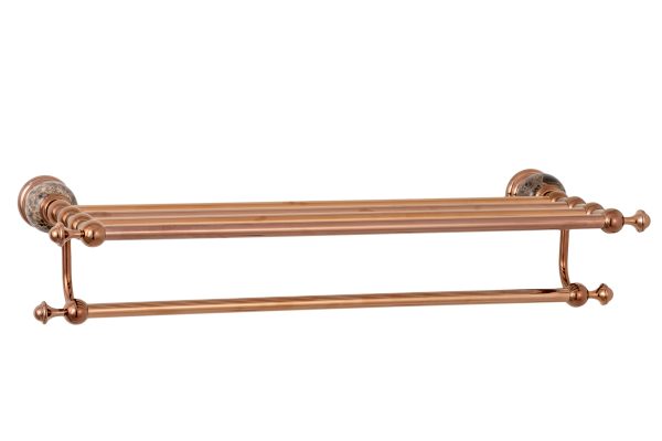 Etajera baie TRENDY’S pentru depozitare prosoape, Jade Rose-Gold, montare pe perete, 5665, trendysanitary.ro