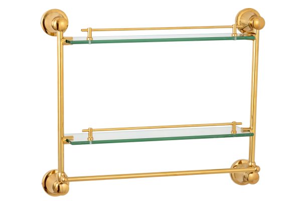 Etajera baie dublă, montare pe perete, TRENDY’S Gold, 822, trendysanitary.ro