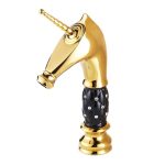 Baterie lavoar TRENDY’S ,montare pe blat, black-gold, 7913, trendysanitary.ro