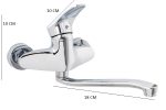 Baterie bucatarie,TRENDY’S,monocomanda, prindere pe perete , pipa medie mobila crom lucios, 7579, trendysanitary.ro