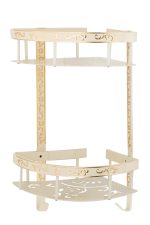 Etajera baie TRENDY’S dubla , montare pe colt, white-gold 35cm X 30cm, 5944, trendysanitary.ro