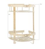 Etajera baie TRENDY’S dubla , montare pe colt, white-gold 35cm X 30cm, 2365, trendysanitary.ro