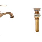 Baterie lavoar ,TRENDY’S, montare pe blat, bronz-jade antichizat cu ventil evacuare lavoar fara prea plin, 42, trendysanitary.ro