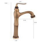 Baterie lavoar ,TRENDY’S, montare pe blat, bronz-jade antichizat cu ventil evacuare lavoar fara prea plin, 4034, trendysanitary.ro