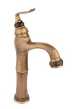 Baterie lavoar ,TRENDY’S, montare pe blat, bronz-jade antichizat cu ventil evacuare lavoar fara prea plin, 6359, trendysanitary.ro