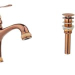 Baterie lavoar TRENDY’S ,montare chiuveta baie,jade-rose gold cu ventil evacuare lavoar, 9197, trendysanitary.ro