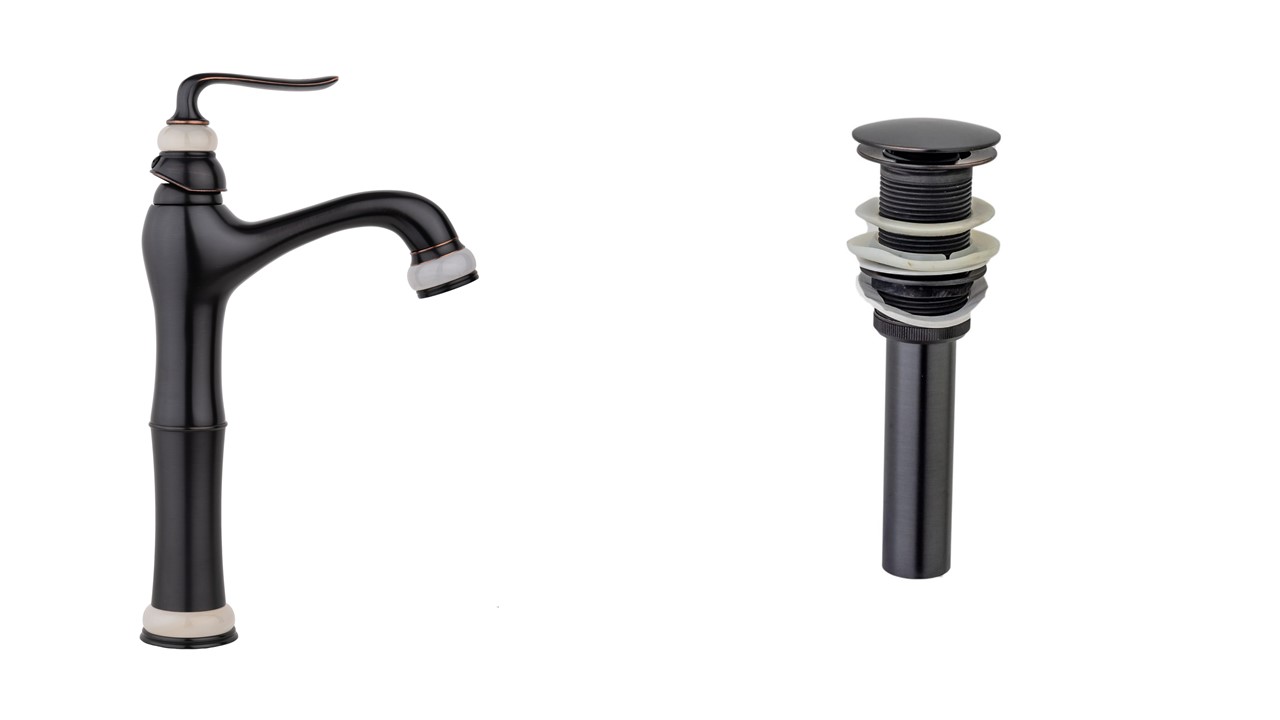 Baterii chiuveta baie, Baterie lavoar TRENDY’S ,montare pe blat, black-jade antichizat cu ventil evacuare lavoar fara prea plin, trendysanitary.ro
