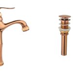 Baterie lavoar TRENDY’S ,montare pe blat, jade-rose gold+ventil evacuare lavoar fara prea plin, 1320, trendysanitary.ro
