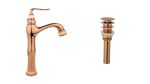 Baterie lavoar TRENDY’S ,montare pe blat, jade-rose gold+ventil evacuare lavoar fara prea plin, 6984, trendysanitary.ro