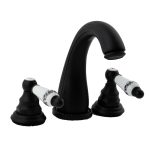 Baterie lavoar TRENDY’S, cu trei căi, montare pe chiuvetă, negru antichizat, cu broderie ceramică, 8670, trendysanitary.ro