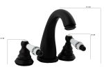 Baterie lavoar TRENDY’S, cu trei căi, montare pe chiuvetă, negru antichizat, cu broderie ceramică, 3029, trendysanitary.ro
