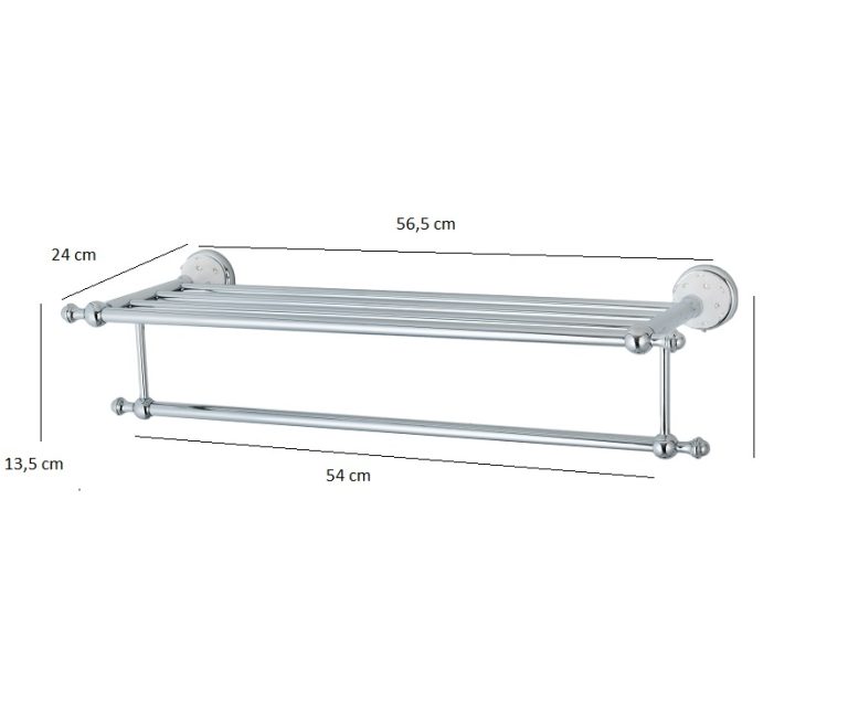 Etajere baie, Etajera depozitare prosoape TRENDY’S,montare pe perete white-crom, trendysanitary.ro