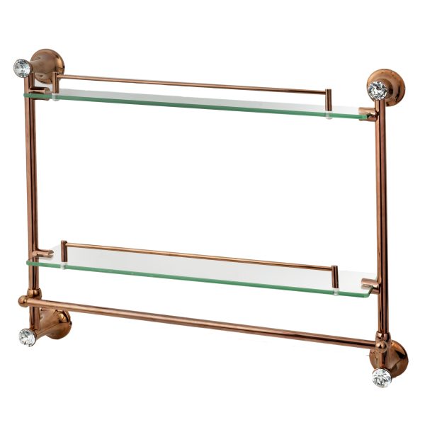 Etajera baie dubla,rose-gold montare pe perete  TRENDY’S, 9978, trendysanitary.ro