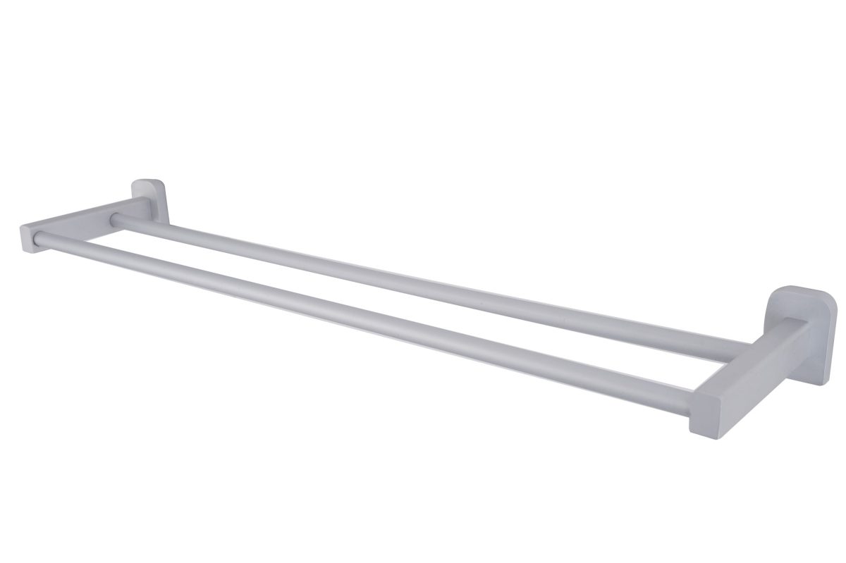 Suport prosop dublu, fixare pe perete gri Mat, 8106, trendysanitary.ro