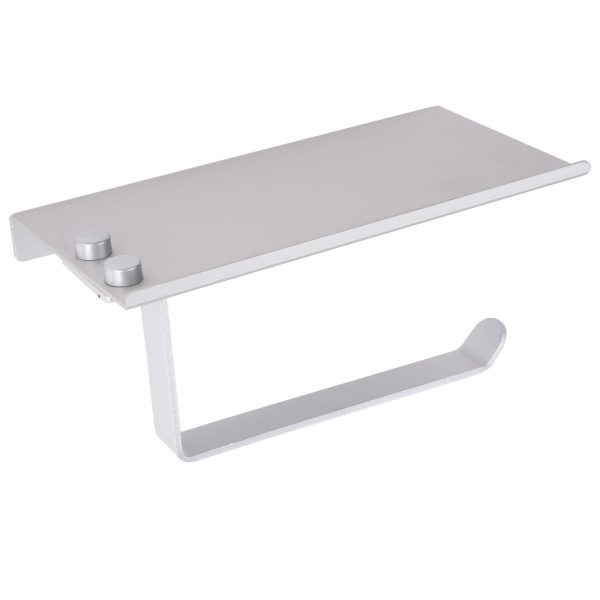 Suport hartie igienica aluminiu,gri Mat, cu etajera 18cm X 10cm, 4199, trendysanitary.ro