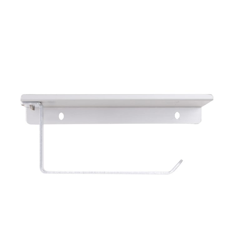 Suport hartie igienica aluminiu, culoare alba, cu etajera 18cm X 14cm, 9898, trendysanitary.ro