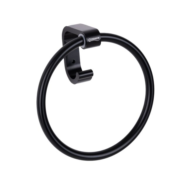 Suport prosop tip inel, prindere pe perete, negru Mat 17cm X 7cm, 3137, trendysanitary.ro