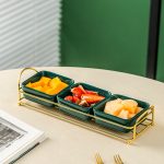 Tava fructe, cu trei compartimente,verde-auriu, 5864, trendysanitary.ro