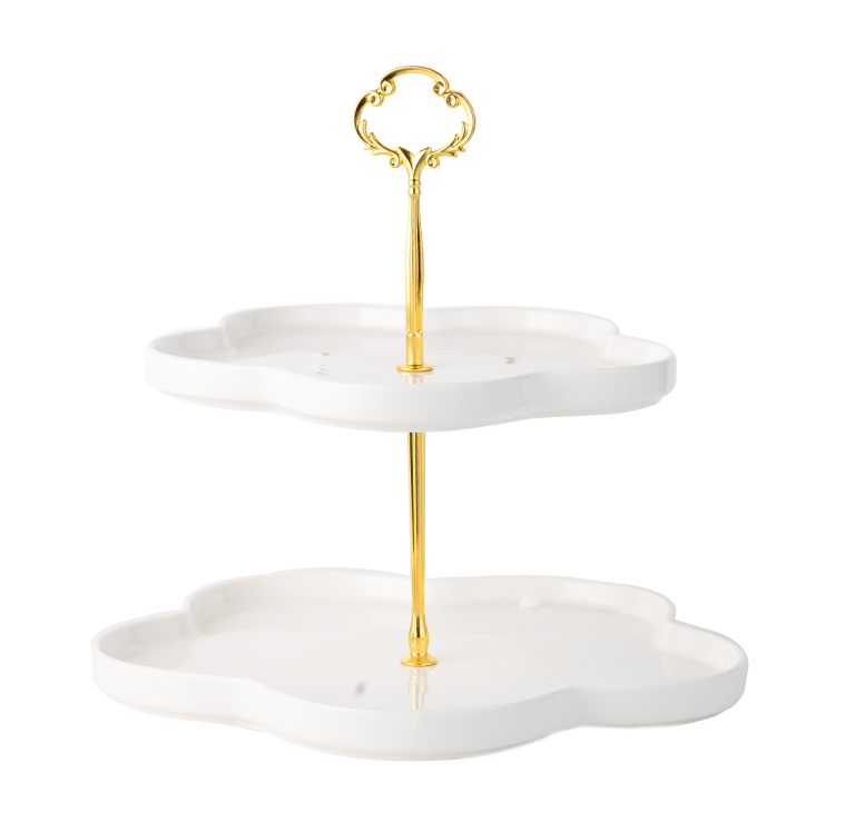 Tava fructe/gustari, cu doua nivele alb-gold, 9213, trendysanitary.ro