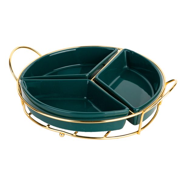 Tava fructe TRENDY’S, cu trei compartimente ,verde auriu, 2408, trendysanitary.ro