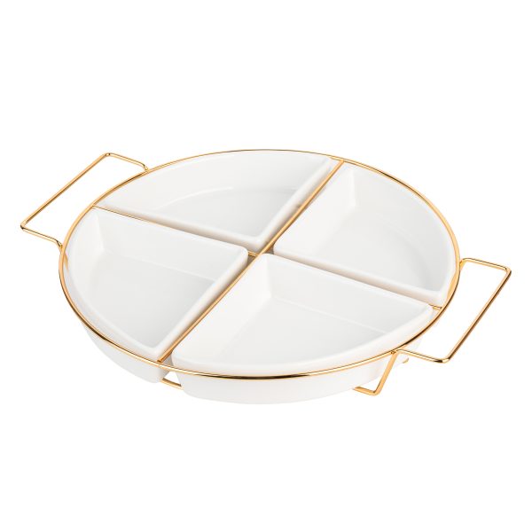 Tava fructe TRENDY’S, cu patru compartimente ,alb-auriu, 1614, trendysanitary.ro