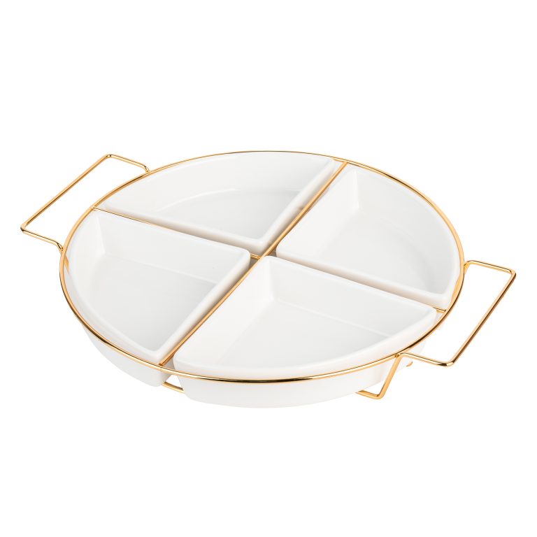 Tava fructe TRENDY’S, cu patru compartimente ,alb-auriu, 1306, trendysanitary.ro