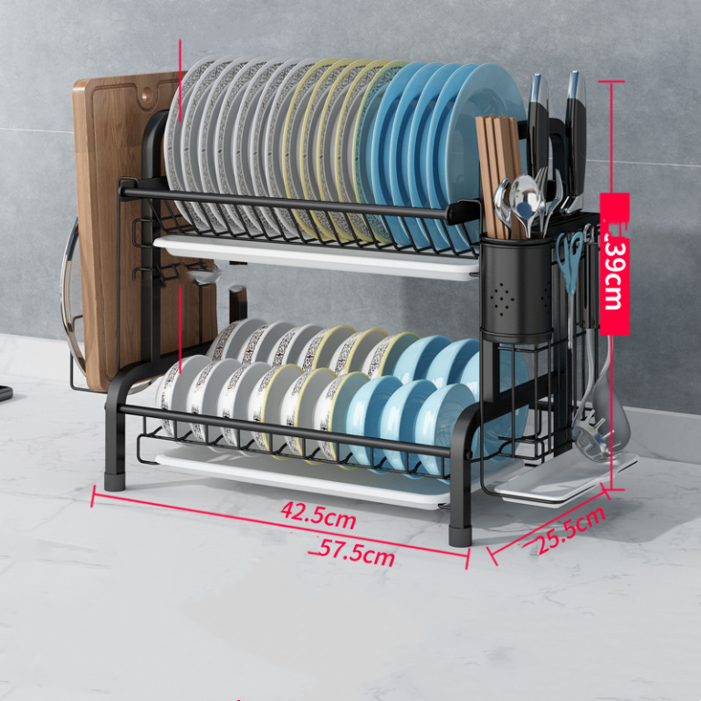 Suport vesela cu doua nivele, negru, 39 X 23,5 X 42 CM, 1252, trendysanitary.ro