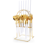 Set tacamuri portugheze, din inox 24 piese, cu suport, TRENDY’S, 3049, trendysanitary.ro