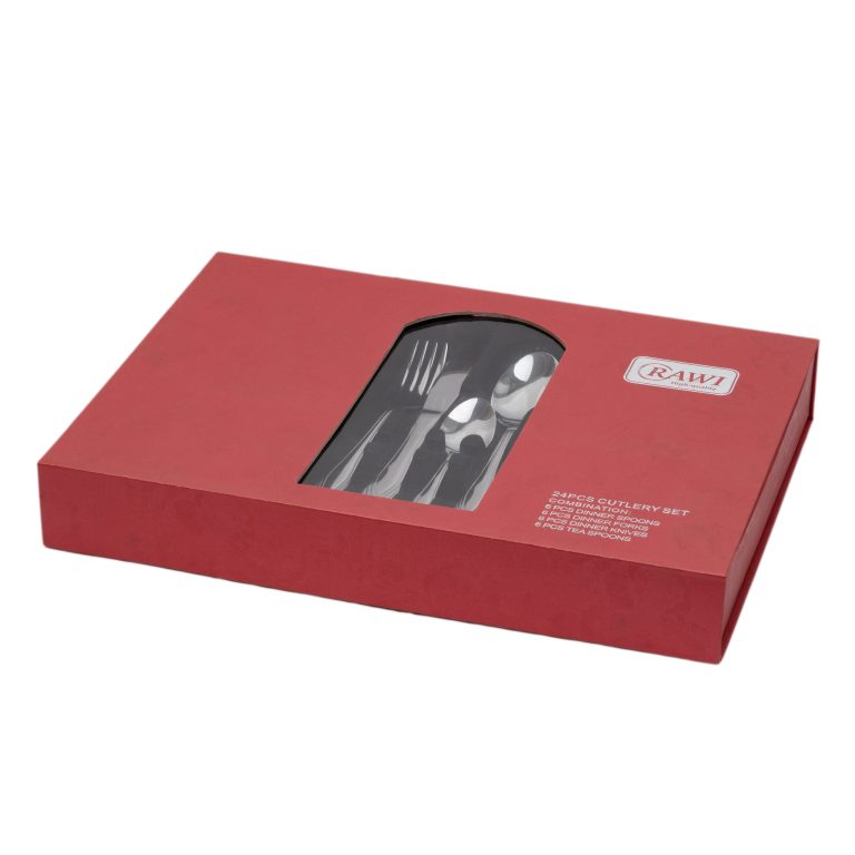 Set 24 tacamuri cu model,stainless stell,pentru 6 persoane,RAWI-002,crom, 9733, trendysanitary.ro