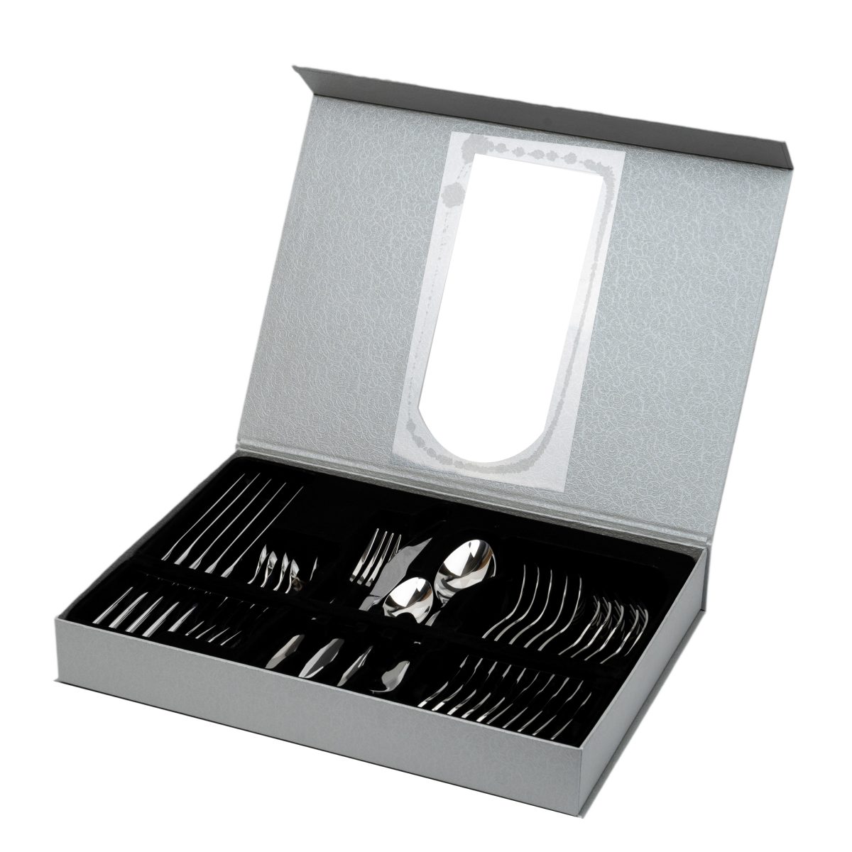 Set 24 tacamuri,stainless stell,pentru 6 persoane,RAWI-001,crom, 1250, trendysanitary.ro