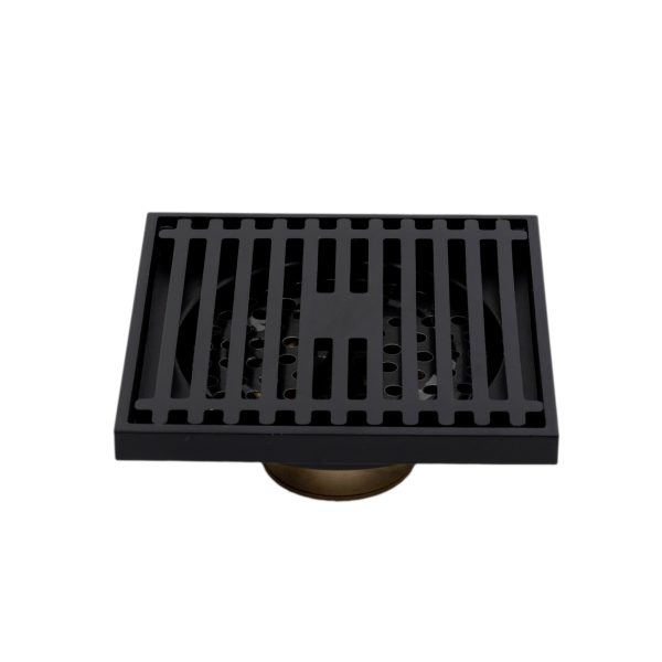 Sifon pardoseala, negru Mat 10X10 cm, iesiere pe 40 mm antimiros, 7380, trendysanitary.ro