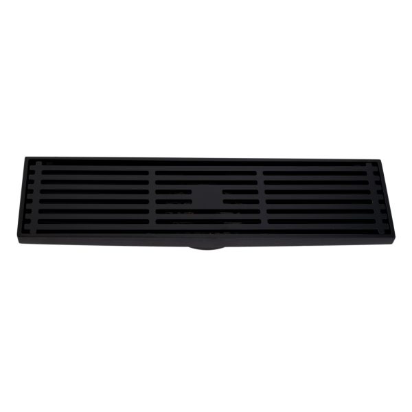 Sifon pardoseala,negru Mat 30 X 8 cm, iesiere pe 40 mm antimiros, 3141, trendysanitary.ro