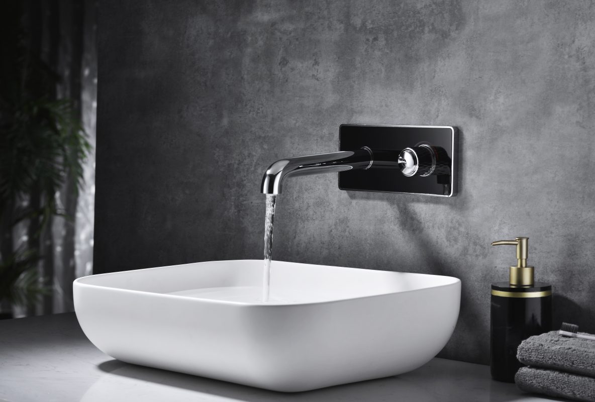 Baterii chiuveta baie, Baterie lavoar, incastrata in perete, crom lucios TRENDY’S,, trendysanitary.ro