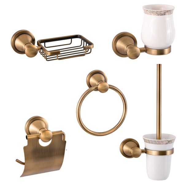 Set accesorii baie,TRENDY’S, 5 piese bronz antichizat, 798, trendysanitary.ro