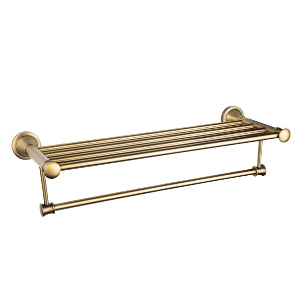 Etajera depozitare prosoape TRENDY’S, montare pe perete, bronz antichizat, 4345, trendysanitary.ro