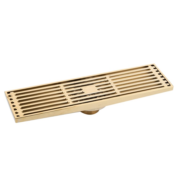 Sifon pardoseala, gold, 30 X 8 cm, iesiere pe 40 mm antimiros, 1259, trendysanitary.ro