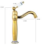 Baterie lavoar TRENDY’S, montare pe blat, gold, cu broderie ceramică, 1916, trendysanitary.ro