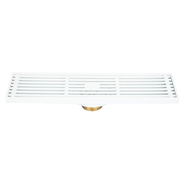 Sifon pardoseala, alb Mat 30 X 8 cm, iesire pe 40 mm antimiros, 1469, trendysanitary.ro