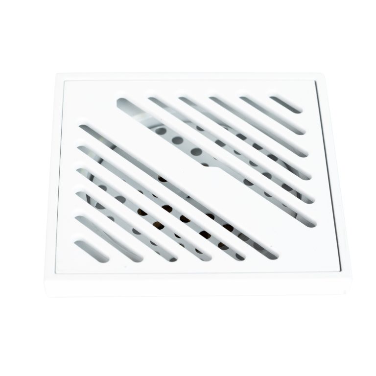 Sifon pardoseala 10×10 cm, iesire pe 40 mm, alb Mat, 268, trendysanitary.ro