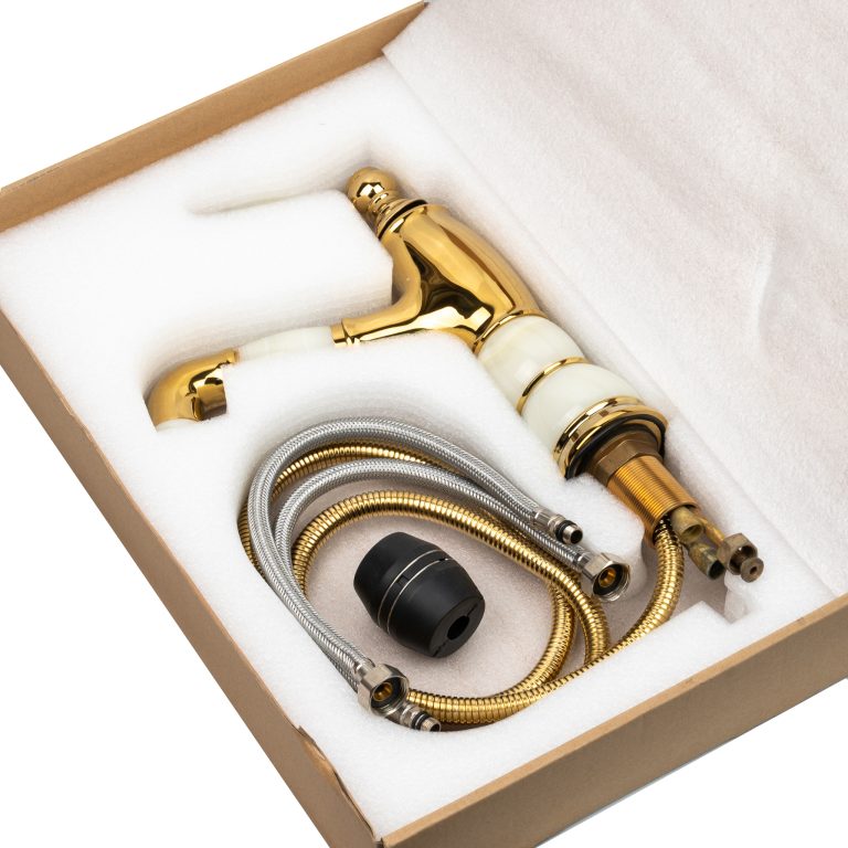 Baterie lavoar inaltime medie para dus extractabila, jade-gold, TRENDY’S, 7088, trendysanitary.ro